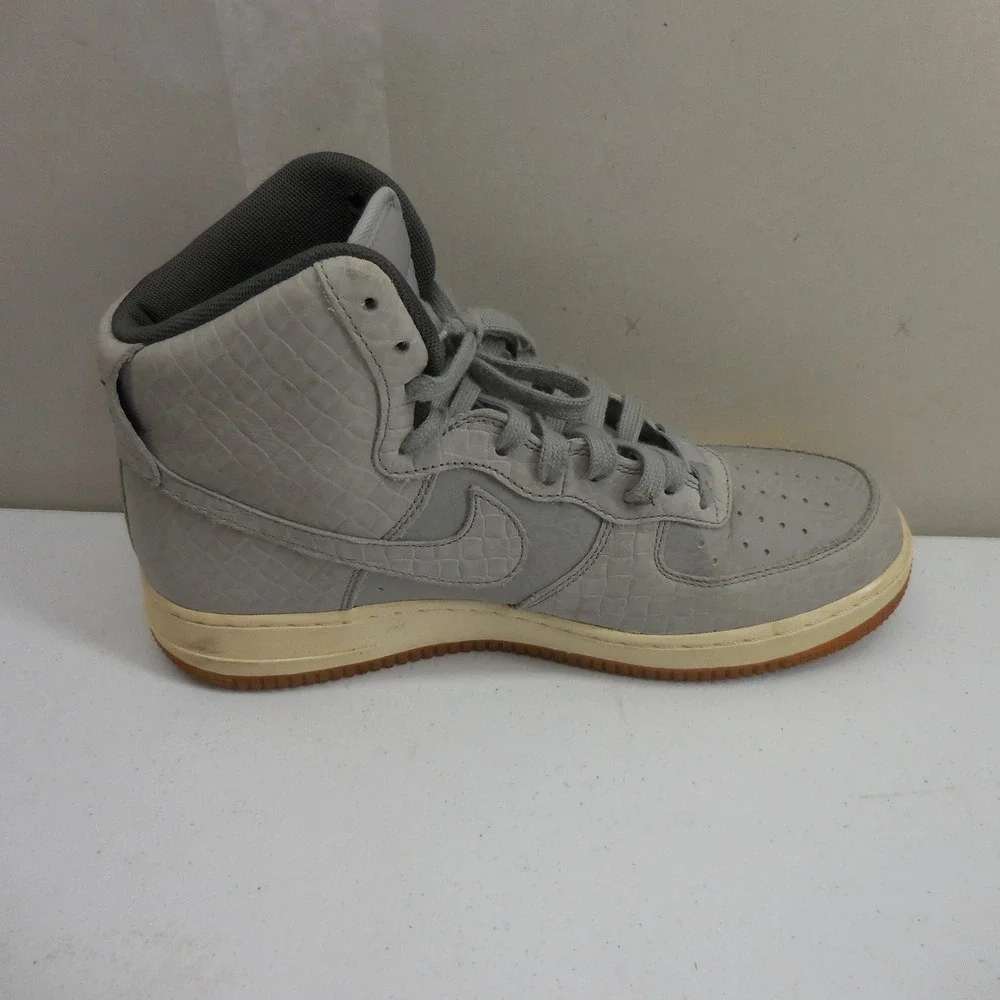Nike Air Force 1 High Wolf Grey Croc Embossed Gum Sole Sneakers 654440-008 US 10